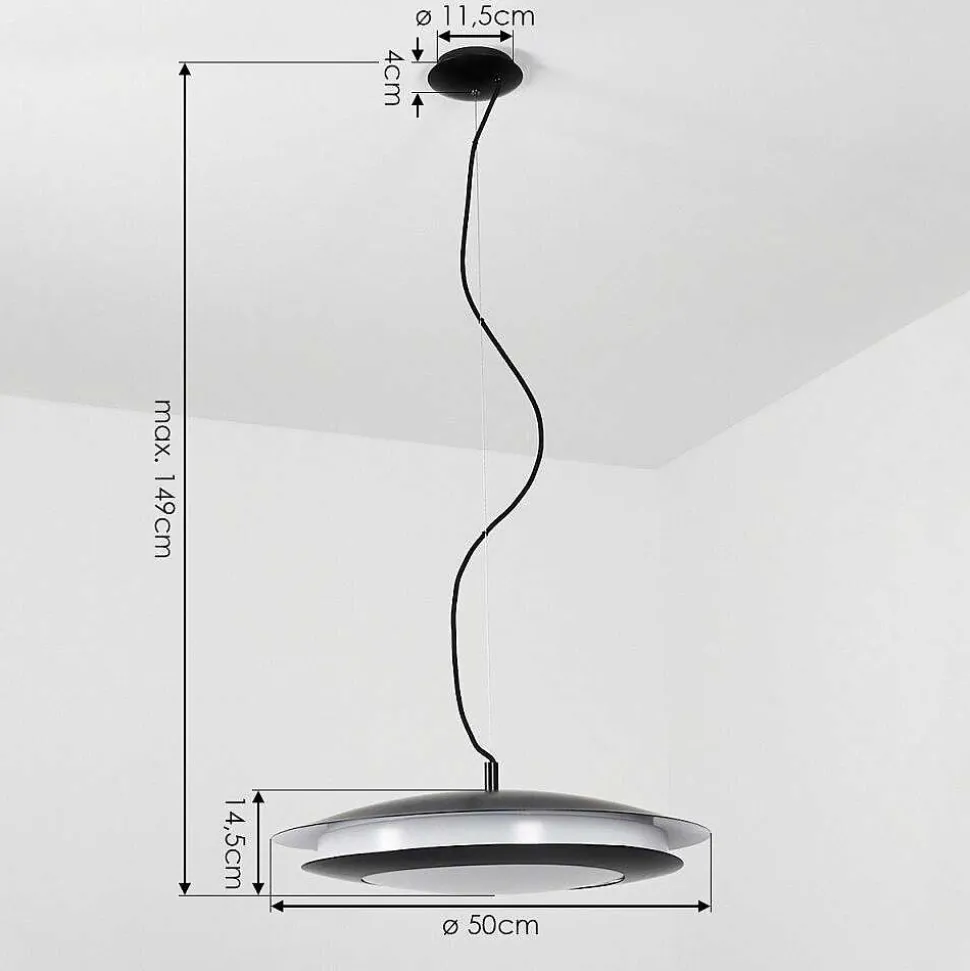 Suspension Ittingen Led Noir, 1 Lumiere, Changeur De Couleurs