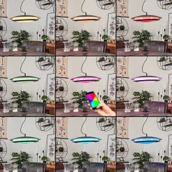 Suspension Ittingen Led Noir, 1 Lumiere, Changeur De Couleurs