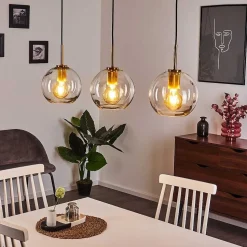 Suspension Karo Laiton, Noir, 3 Lumieres