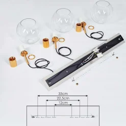 Suspension Karo Laiton, Noir, 3 Lumieres