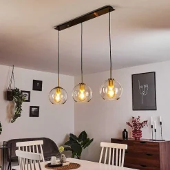 Suspension Karo Laiton, Noir, 3 Lumieres