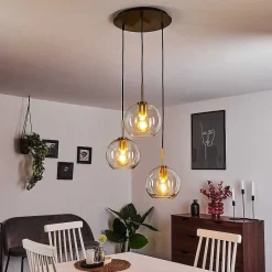 Suspension Karo Laiton, Noir, 3 Lumieres