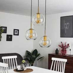 Suspension Karo Laiton, Noir, 3 Lumieres