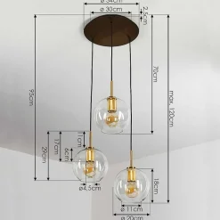 Suspension Karo Laiton, Noir, 3 Lumieres