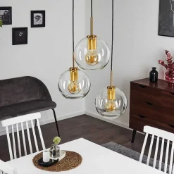 Suspension Karo Laiton, Noir, 3 Lumieres