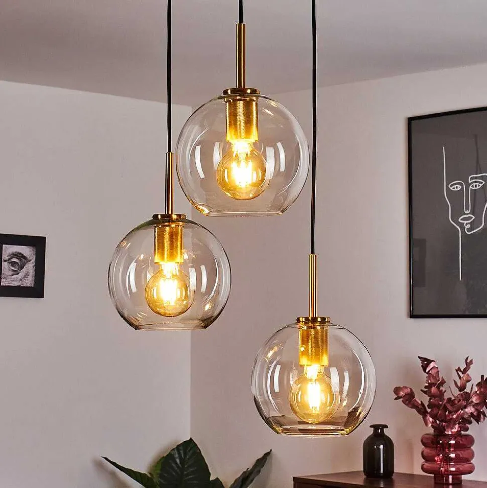 Suspension Karo Laiton, Noir, 3 Lumieres