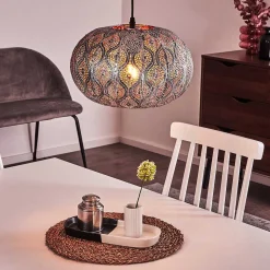 Suspension Kemer Noir, Argente, 1 Lumiere