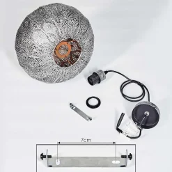 Suspension Kemer Noir, Argente, 1 Lumiere