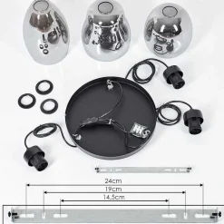 Suspension Kenong Fume, Noir, 3 Lumieres