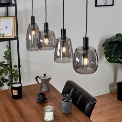 Suspension Kenong Noir, 4 Lumieres