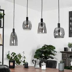 Suspension Kenong Noir, 4 Lumieres