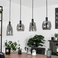 Suspension Kenong Noir, 4 Lumieres