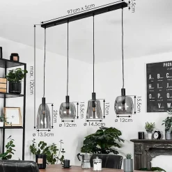 Suspension Kenong Noir, 4 Lumieres