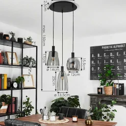 Suspension Kenong Noir, 3 Lumieres