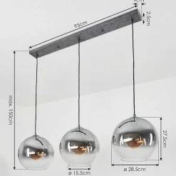 Suspension Leissigen Argent Oxyde, 3 Lumieres