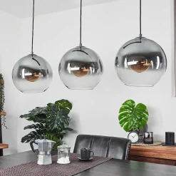 Suspension Leissigen Argent Oxyde, 3 Lumieres