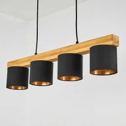 Suspension Malimea Ecru, Noir, 4 Lumieres
