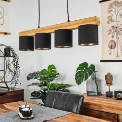 Suspension Malimea Ecru, Noir, 4 Lumieres