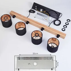 Suspension Malimea Ecru, Noir, 4 Lumieres