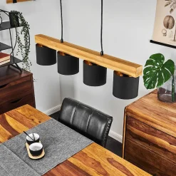 Suspension Malimea Ecru, Noir, 4 Lumieres