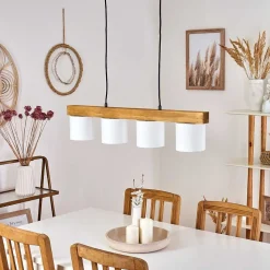 Suspension Malimea Ecru, Noir, 4 Lumieres