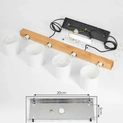 Suspension Malimea Ecru, Noir, 4 Lumieres