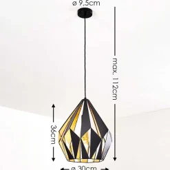 Suspension Marang Noir Dore, 1 Lumiere
