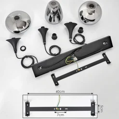 Suspension Maynal Noir, 3 Lumieres