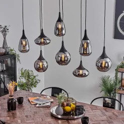 Suspension Maynal Noir, 8 Lumieres