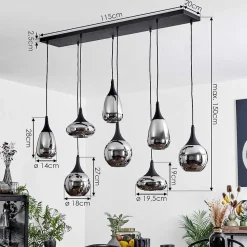 Suspension Maynal Noir, 8 Lumieres