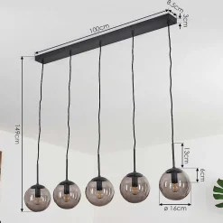 Suspension Mesas Noir, 5 Lumieres