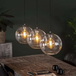 Suspension Minhe Argent Oxyde, 3 Lumieres