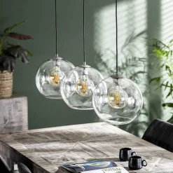 Suspension Minhe Argent Oxyde, 3 Lumieres