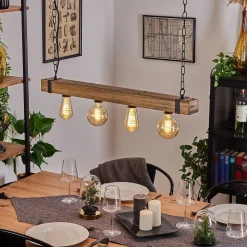 Suspension Montgomery Ecru, Noir, 4 Lumieres