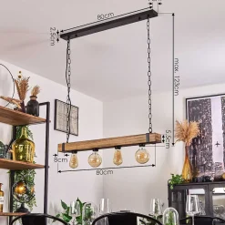 Suspension Montgomery Ecru, Noir, 4 Lumieres