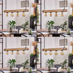 Suspension Montgomery Ecru, Noir, 4 Lumieres