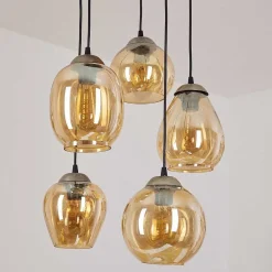 Suspension Nanami Argent Oxyde, Or, 5 Lumieres