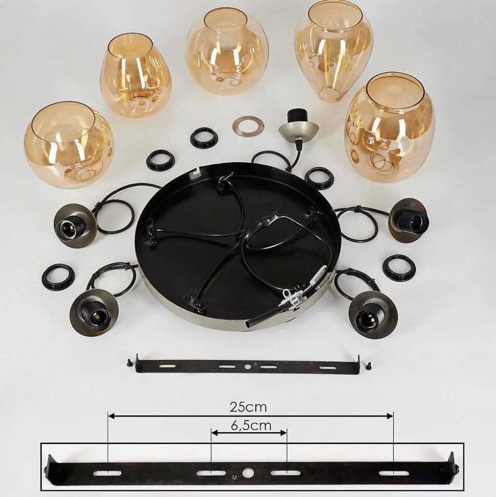 Suspension Nanami Argent Oxyde, Or, 5 Lumieres