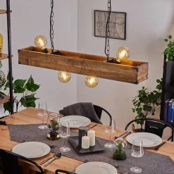 Suspension Olomouc Ecru, Noir, 4 Lumieres