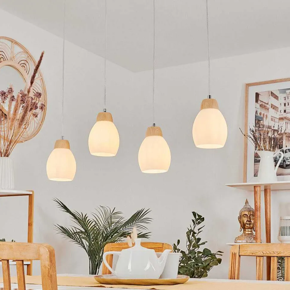 Suspension Ombucta Ecru, 4 Lumieres