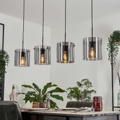 Suspension Parane Fume, 4 Lumieres