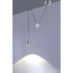Suspension Paul Neuhaus Q-Adam Led Acier Inoxydable, 1 Lumiere, Telecommandes, Changeur De Couleurs