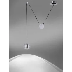 Suspension Paul Neuhaus Q-Adam Led Acier Inoxydable, 1 Lumiere, Telecommandes, Changeur De Couleurs