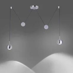 Suspension Paul Neuhaus Q-Adam Led Acier Inoxydable, 2 Lumieres, Telecommandes, Changeur De Couleurs