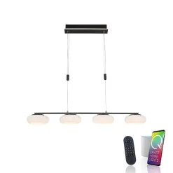 Suspension Paul Neuhaus Q-Etienne Led Noir, 4 Lumieres, Telecommandes