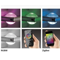 Suspension Paul Neuhaus Q-Fisheye Led Acier Inoxydable, 8 Lumieres, Telecommandes, Changeur De Couleurs