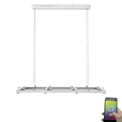 Suspension Paul Neuhaus Q-Fisheye Led Acier Inoxydable, 8 Lumieres, Telecommandes, Changeur De Couleurs