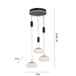 Suspension Paul Neuhaus Q-Etienne Led Noir, 3 Lumieres, Telecommandes