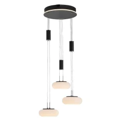 Suspension Paul Neuhaus Q-Etienne Led Noir, 3 Lumieres, Telecommandes