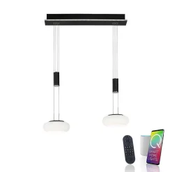 Suspension Paul Neuhaus Q-Etienne Led Noir, 2 Lumieres, Telecommandes